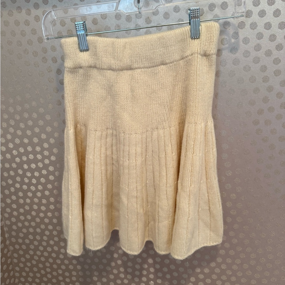 Oatmeal Ribbed Knit Sweater & Skirt Set Turtleneck Top Mini Skirt Cozy small - Picture 8 of 9